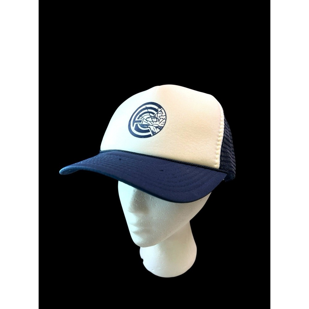 Nissin Vintage 80s Foamy Meshback Snapback Adjustable Baseball Cap Navy Blue